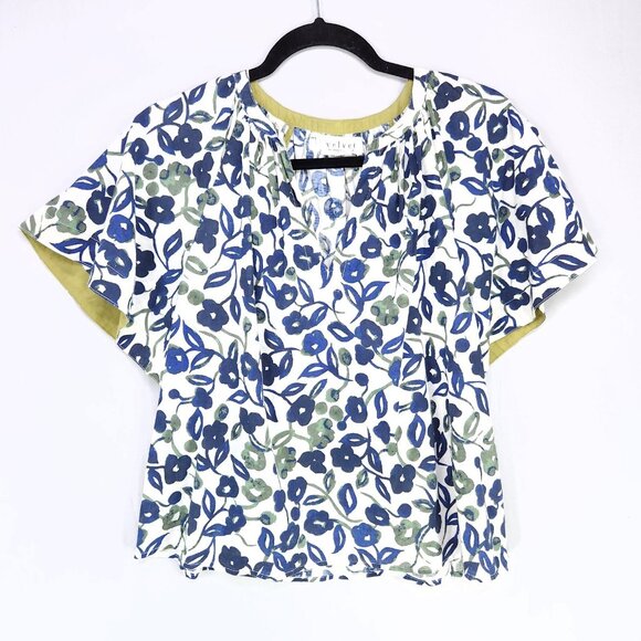Velvet By Graham & Spencer Peasant Blouse Women’s XS Cotton Floral Boho Chic - Picture 1 of 11